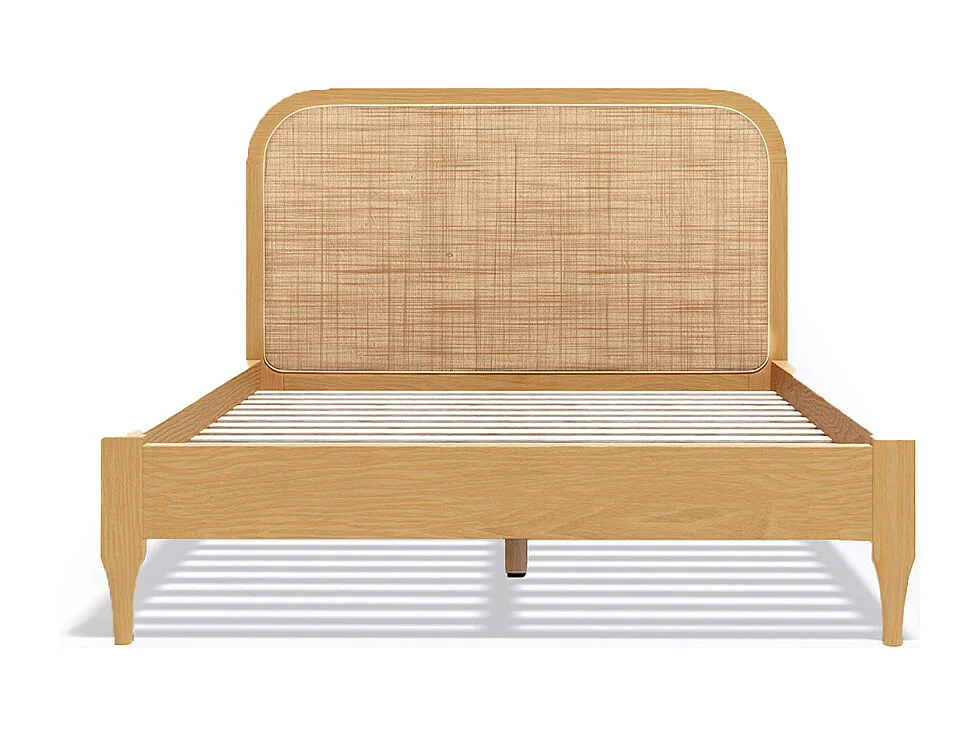 Lit adulte bois rotin Bali tressé 140x190cm
