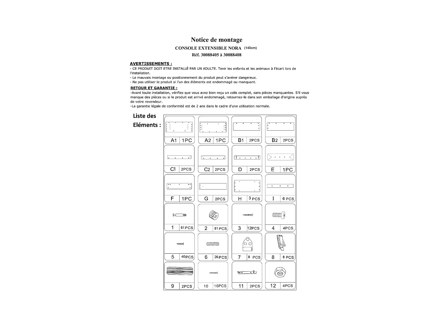 BELLI - Mesa consola extensible de madera - 1,40 m