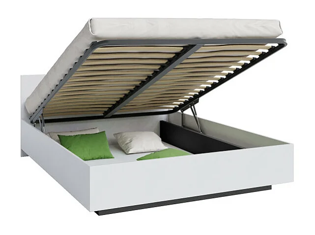 Lit coffre Perou 140 x 200 cm avec sommier à lattes relevable Blanc