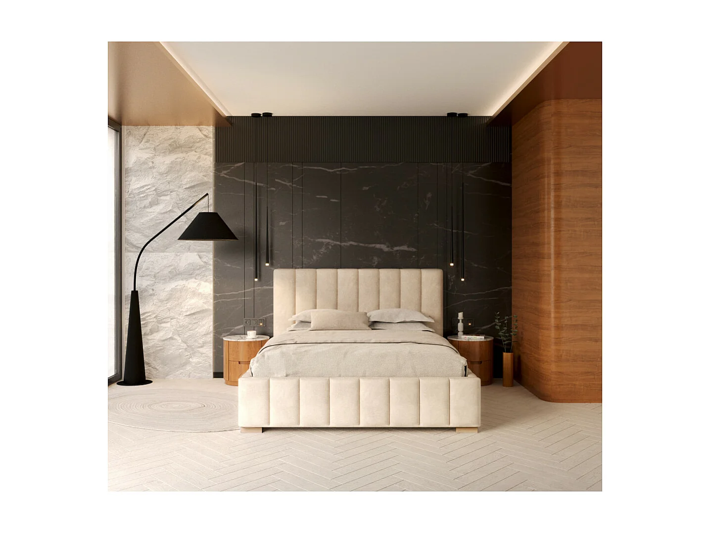 Lit Coffre Austin 160 x 200 cm avec sommier à lattes relevable Beige Foncé