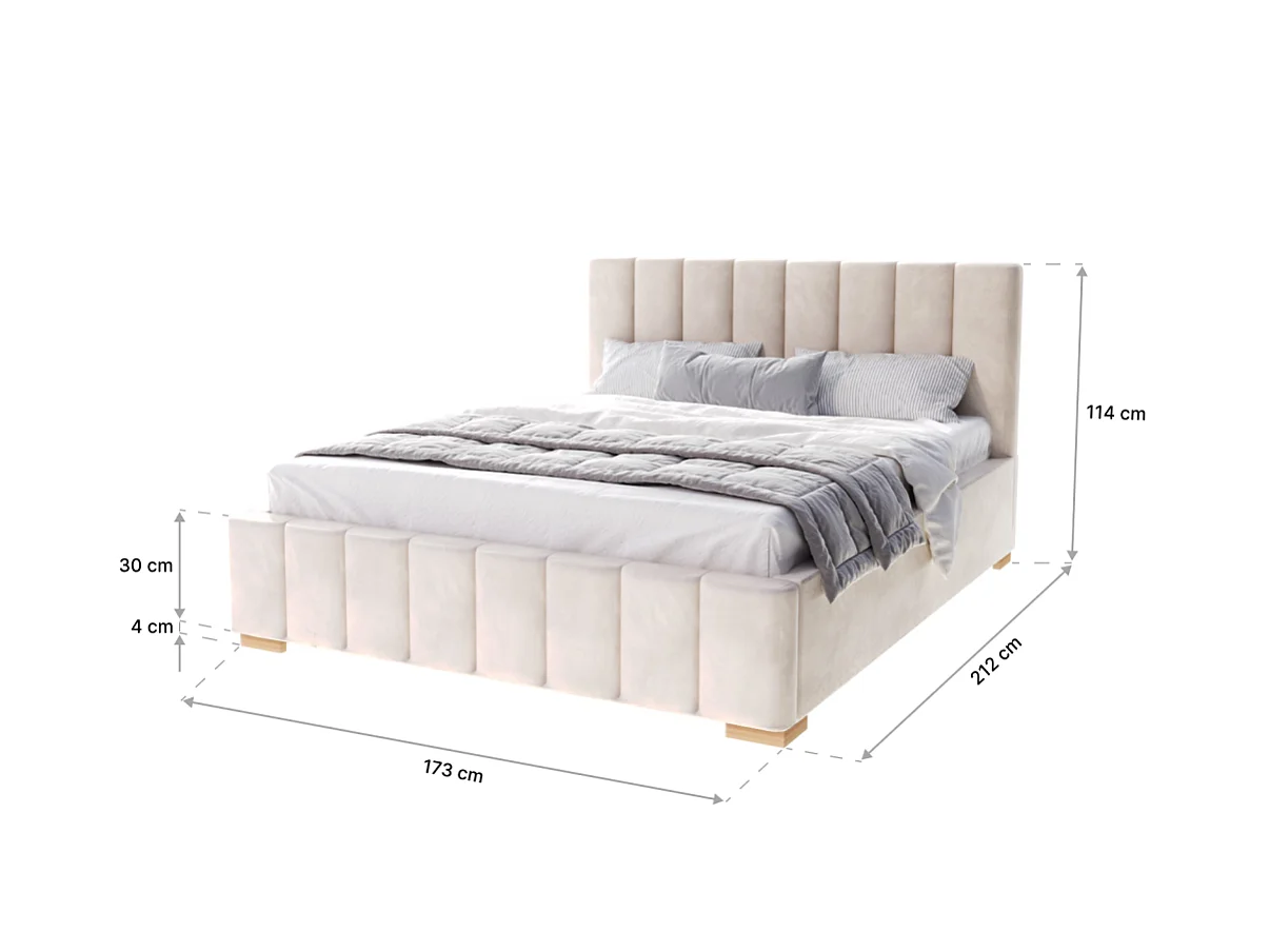 Lit Coffre Austin 160 x 200 cm avec sommier à lattes relevable Crème