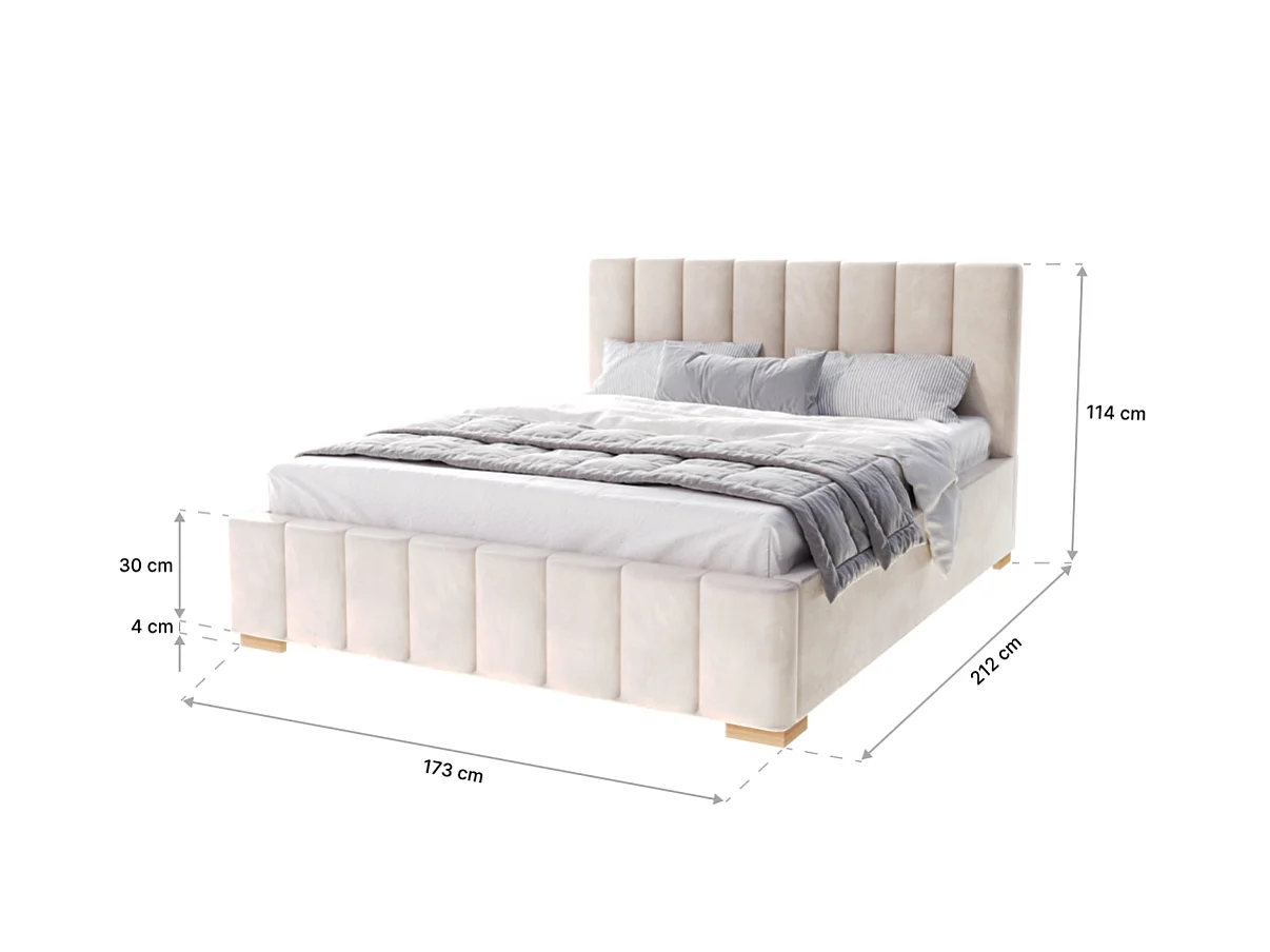 Lit Coffre Austin 160 x 200 cm avec sommier à lattes relevable Crème