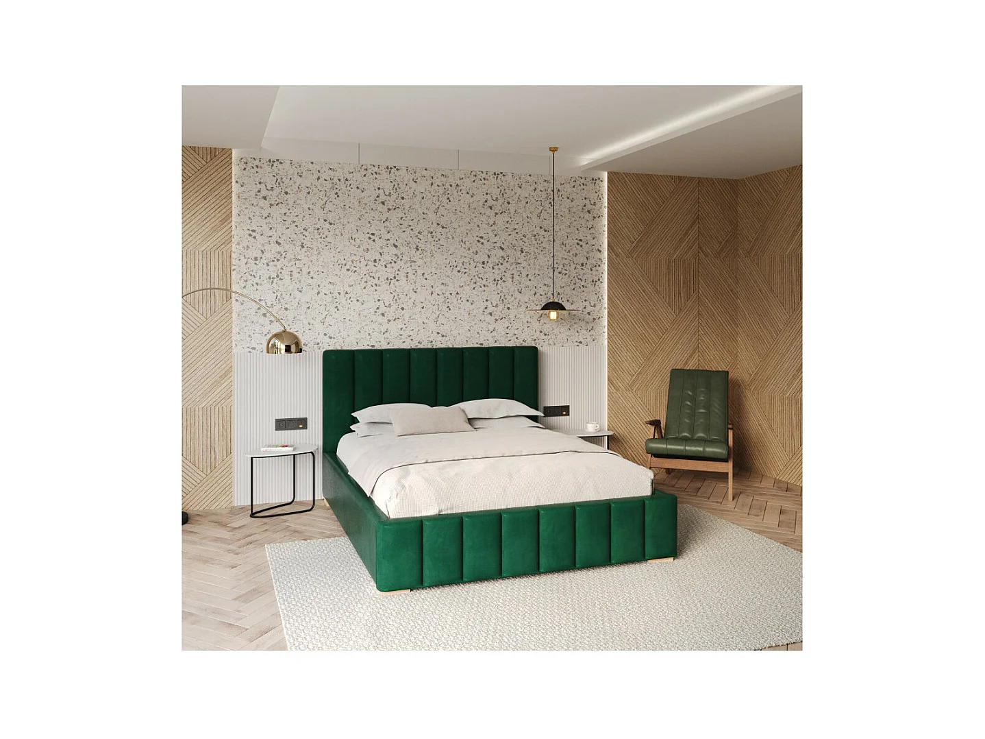 Lit Coffre Austin 160 x 200 cm avec sommier à lattes relevable Vert