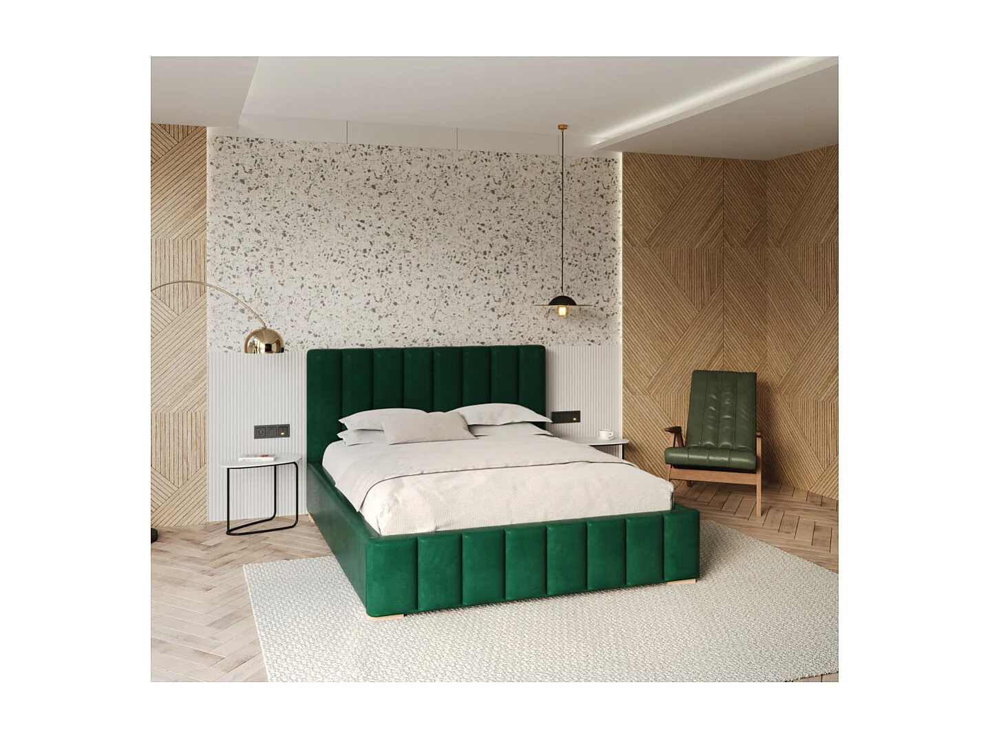 Lit Coffre Austin 160 x 200 cm avec sommier à lattes relevable Vert