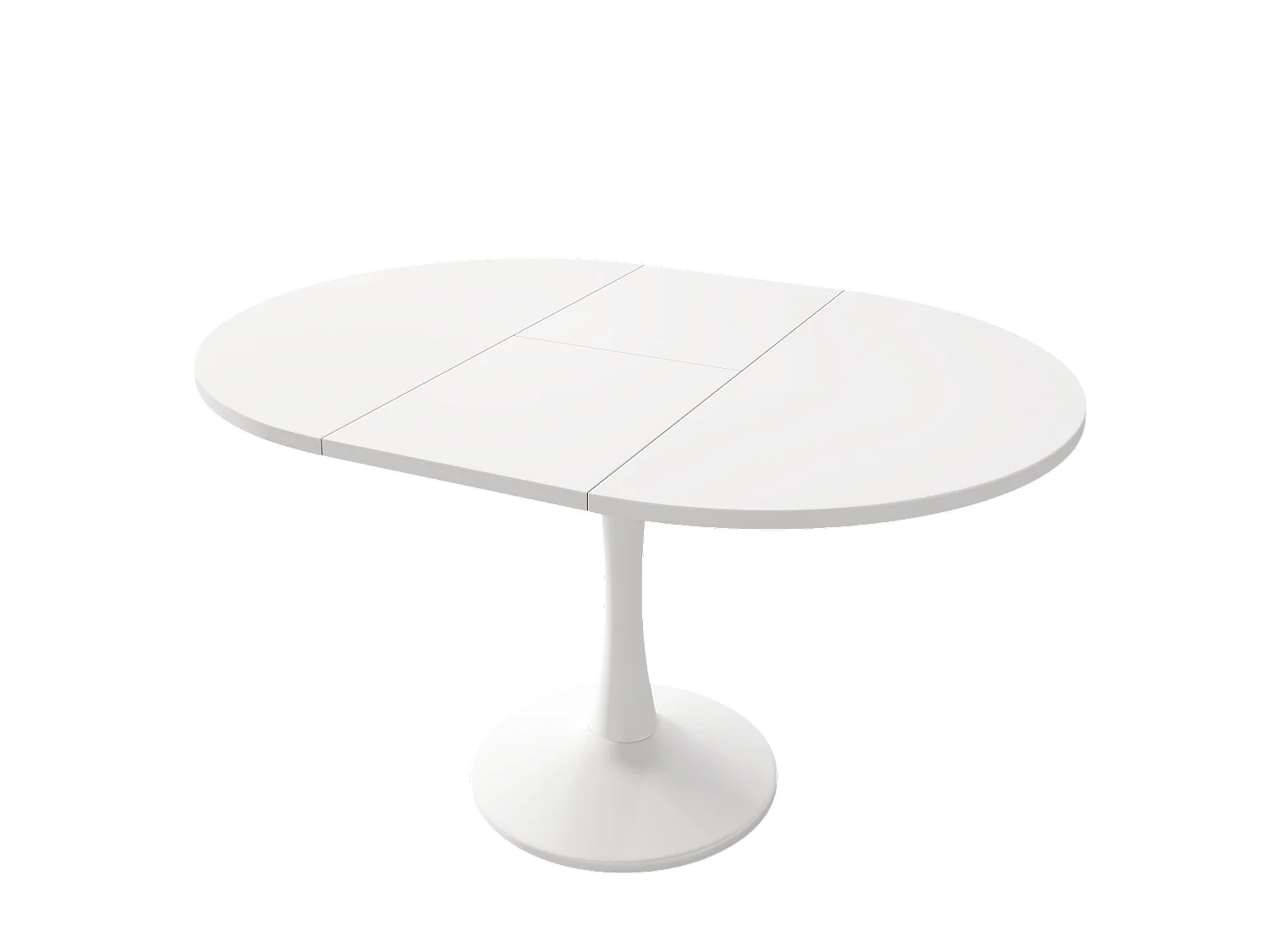 Table à manger ovale escamotable - 100/140 x 100 x 75 cm - MDF - Blanc