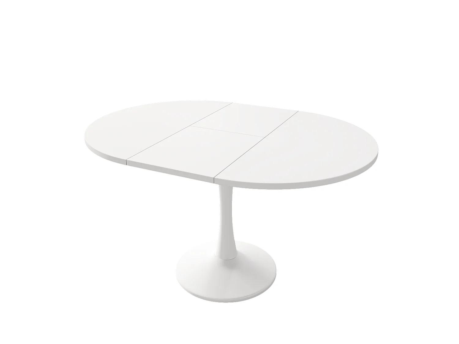Mesa de comedor ovalada retráctil - 100/140 x 100 x 75 cm - MDF - Blanco