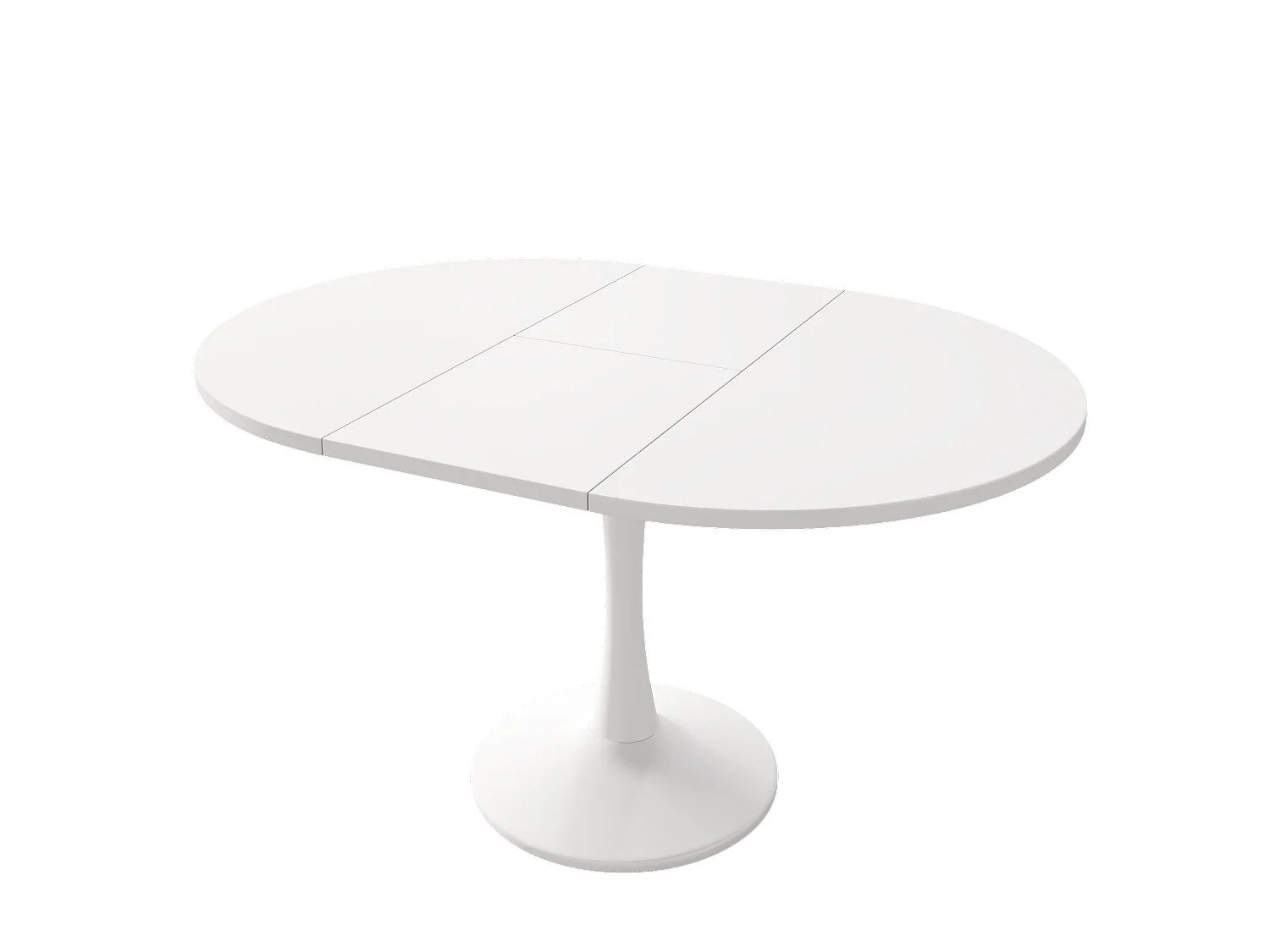 Table à manger ovale escamotable - 100/140 x 100 x 75 cm - MDF - Blanc
