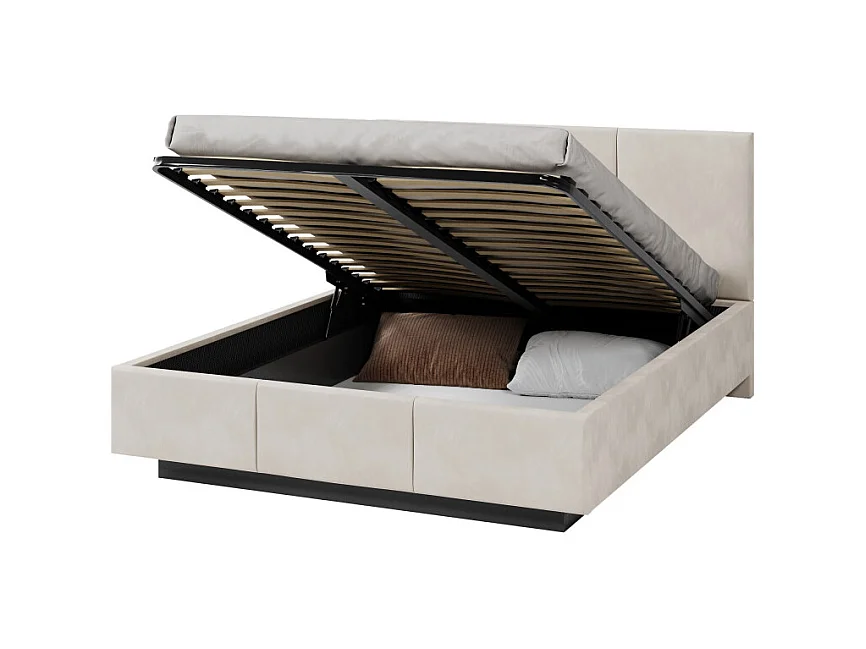 Lit coffre Aveiro 140 x 200 cm avec sommier à lattes relevable Beige Foncé