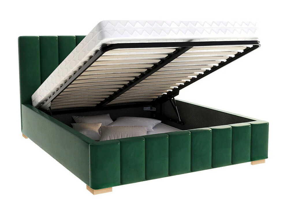 Lit coffre Austin 140 x 190 cm avec sommier à lattes relevable Vert