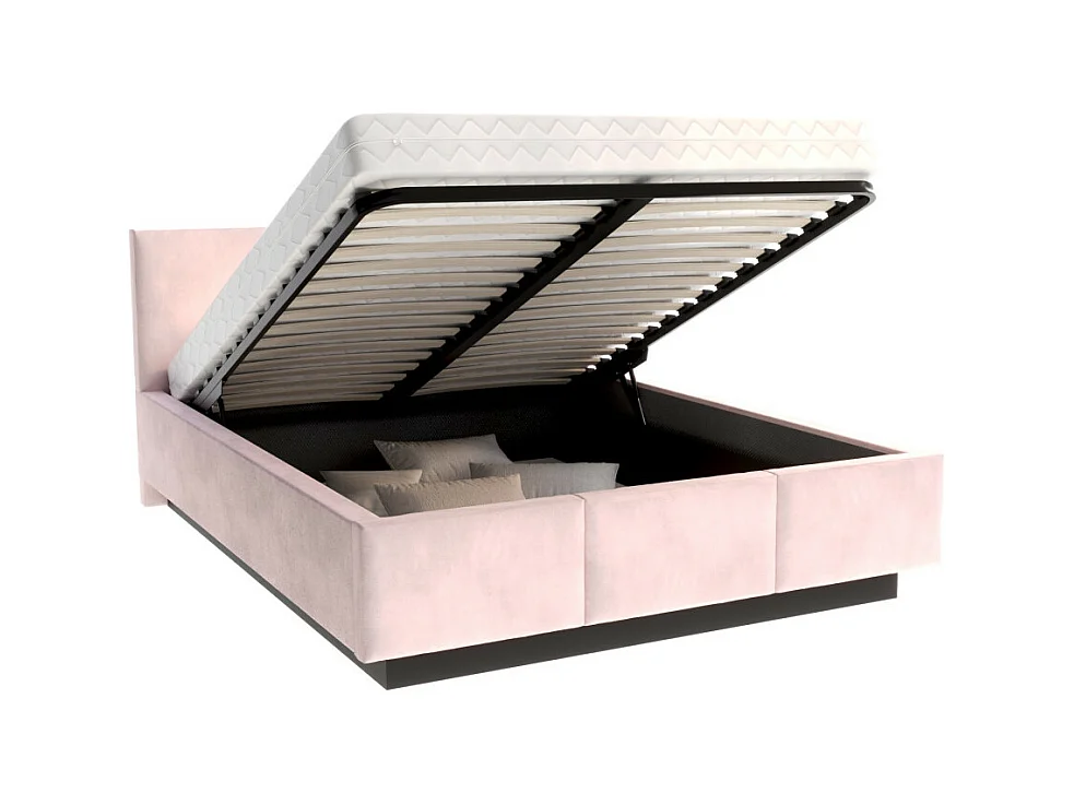 Lit coffre Aveiro 140 x 190 cm avec sommier à lattes relevable Rose pâle