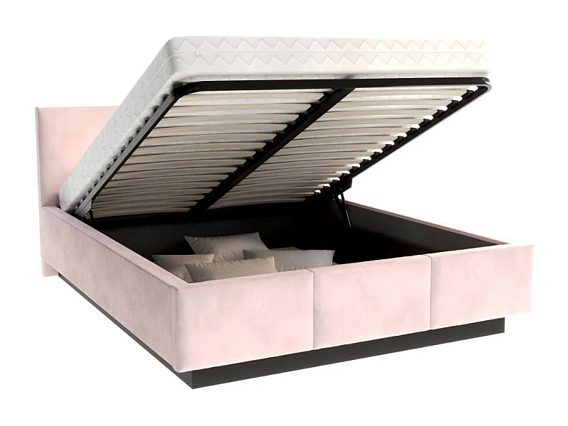 Lit coffre Aveiro 140 x 190 cm avec sommier à lattes relevable Rose pâle