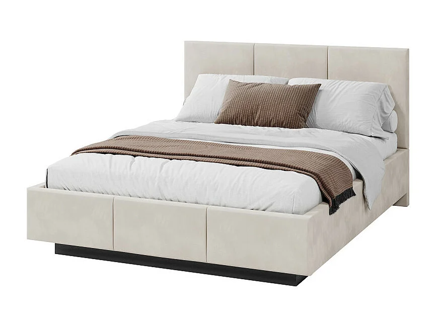 Lit coffre Aveiro 140 x 190 cm avec sommier à lattes relevable Crème