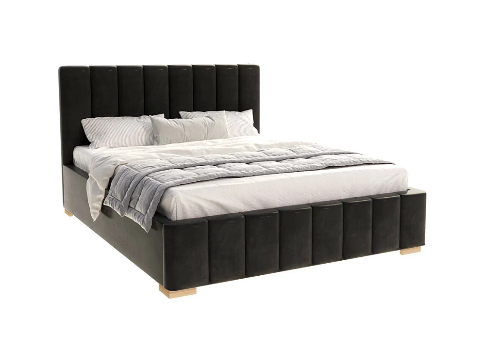 Lit coffre Austin 140 x 190 cm avec sommier à lattes relevable Noir
