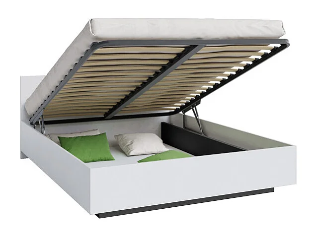 Lit coffre Perou 160 x 200 cm avec sommier à lattes relevable Blanc