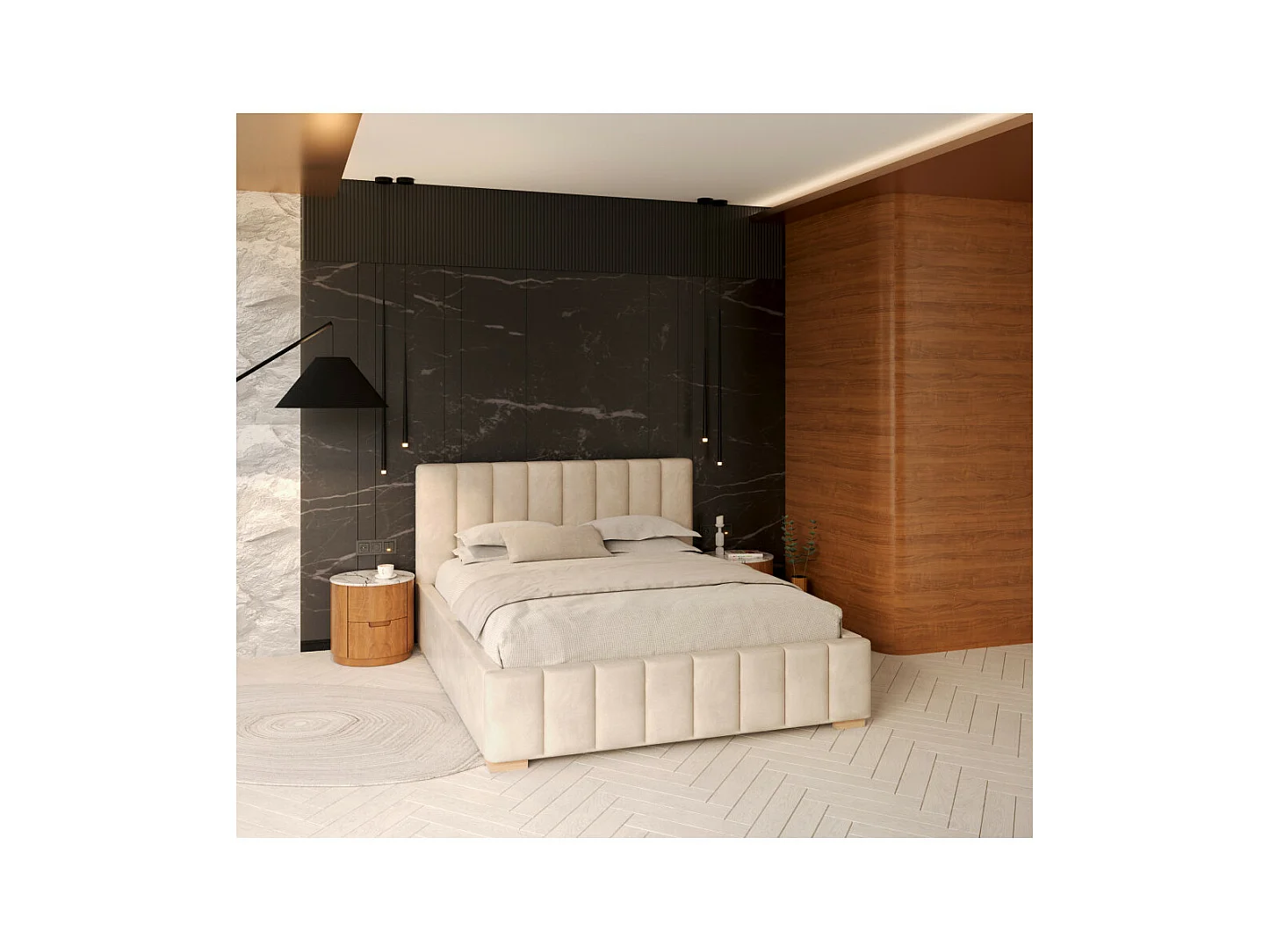 Lit Coffre Austin 140 x 200 cm avec sommier à lattes relevable Beige Foncé