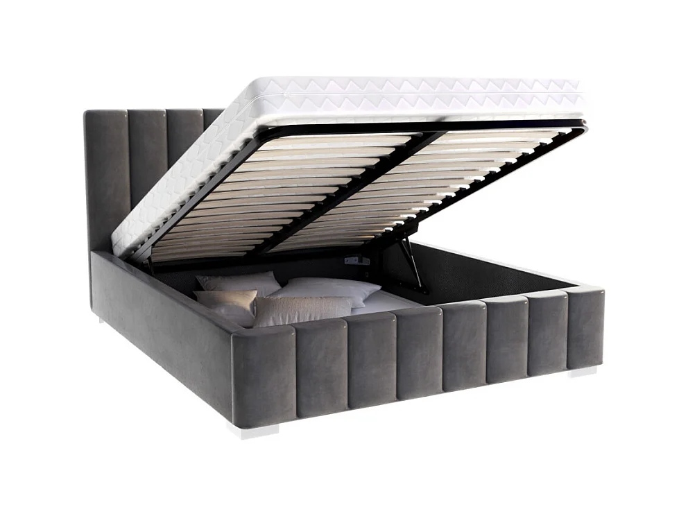 Lit coffre Austin 140 x 190 cm avec sommier à lattes relevable Gris Foncé