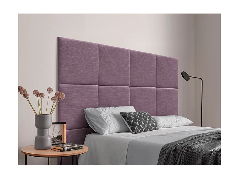 DHOME Tête de lit capitonnée en lin naturel composée de panneaux autocollants interchangeables pour chambre de luxe rembourrée (lilas, 95 cm)