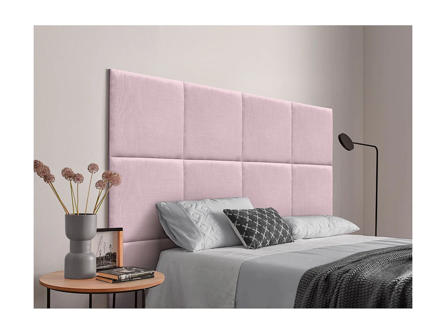 DHOME Testiera Imbottita in Lino Naturale Composta da Pannelli Autoadesivi Intercambiabili Camera da Letto di Lusso Imbottita (Rosa,200cm)