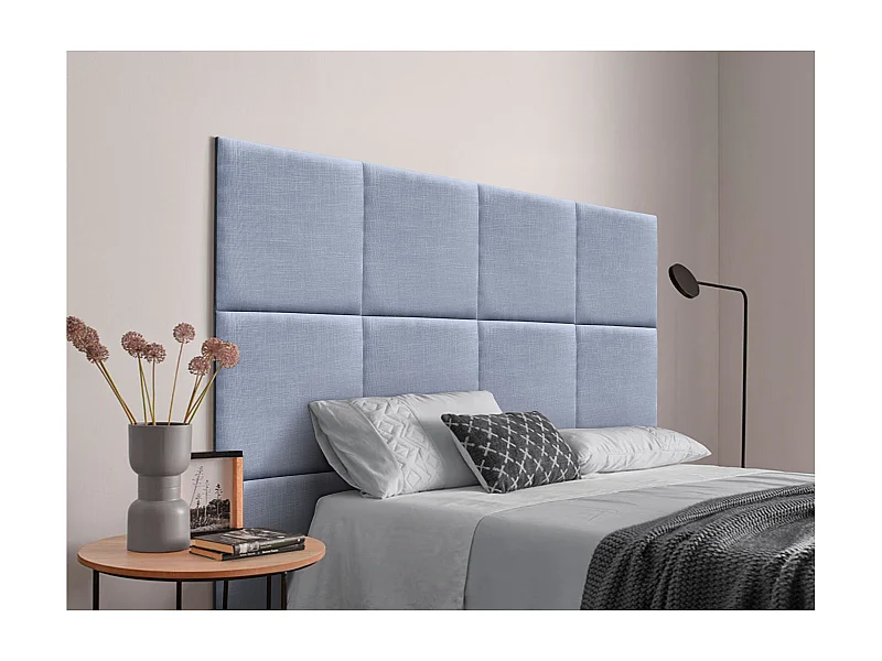 DHOME Cabecero Tapizado de Lino Natural Compuesto de Paneles Autoadhesivos Intercambiables Lujo Dormitorio Acolchado (Azul,200cm)