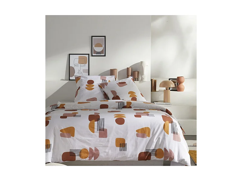 Housse de couette imprimée + 2 quadrants assortis, 100% coton. M/Rétro.01 220x240cm