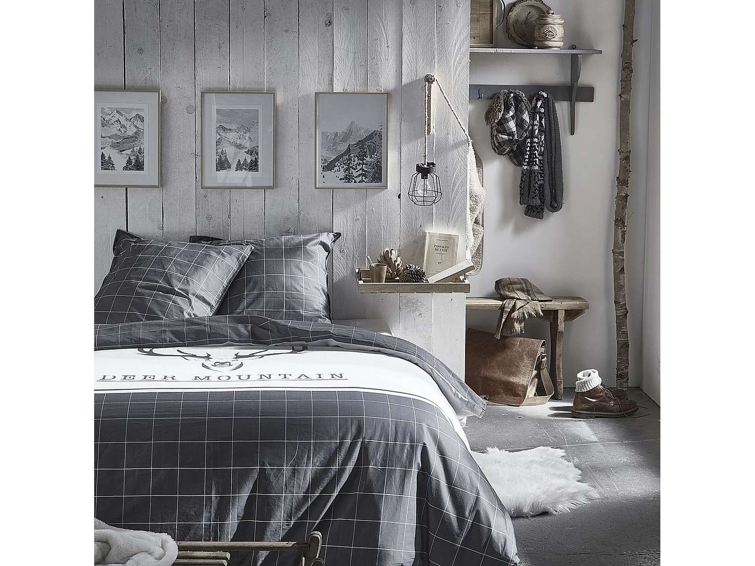 Funda nórdica estampada + 2 cuadrantes a juego, 100% algodón. M/Refugio.01 220x240cm