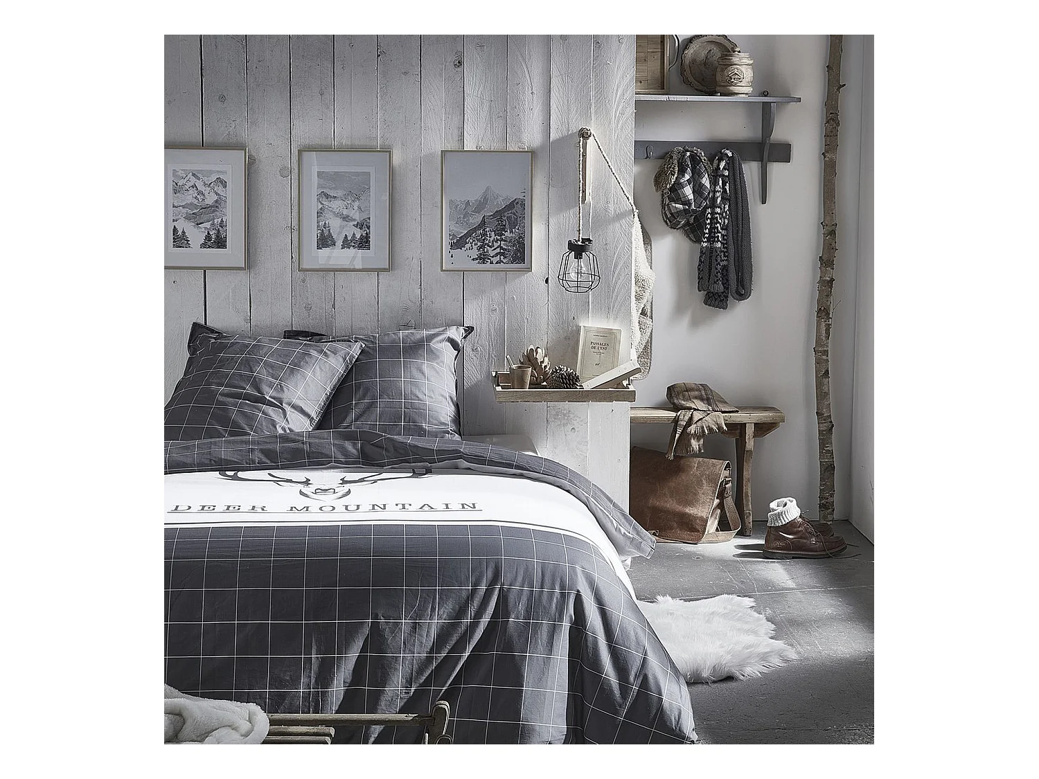 Housse de couette imprimée + 2 quadrants assortis, 100% coton. M/Refugio.01 220x240cm