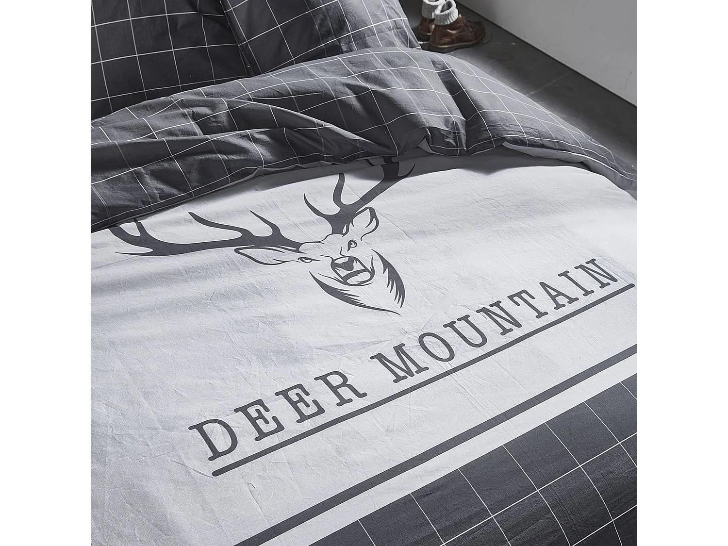 Funda nórdica estampada + 2 cuadrantes a juego, 100% algodón. M/Refugio.01 220x240cm