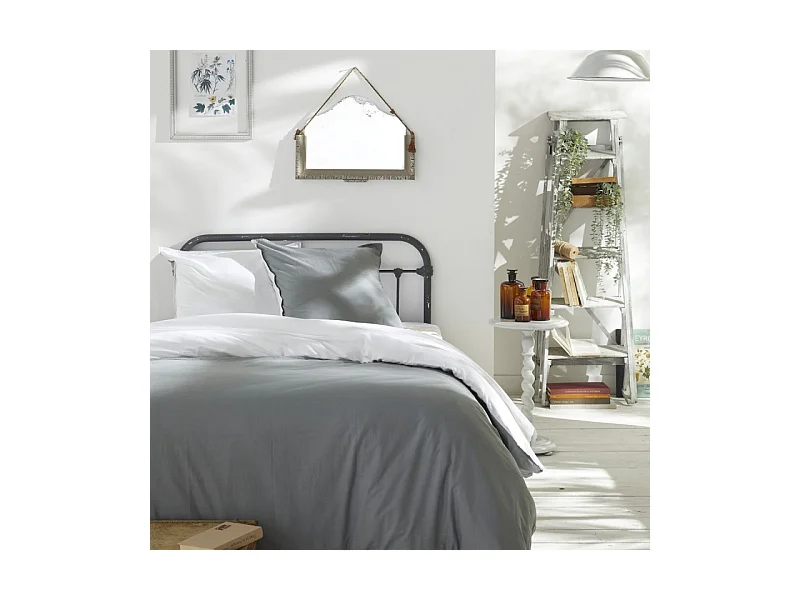 Housse de couette imprimée + 2 quadrants assortis, 100% coton. M/HomeGris.02 260x240cm