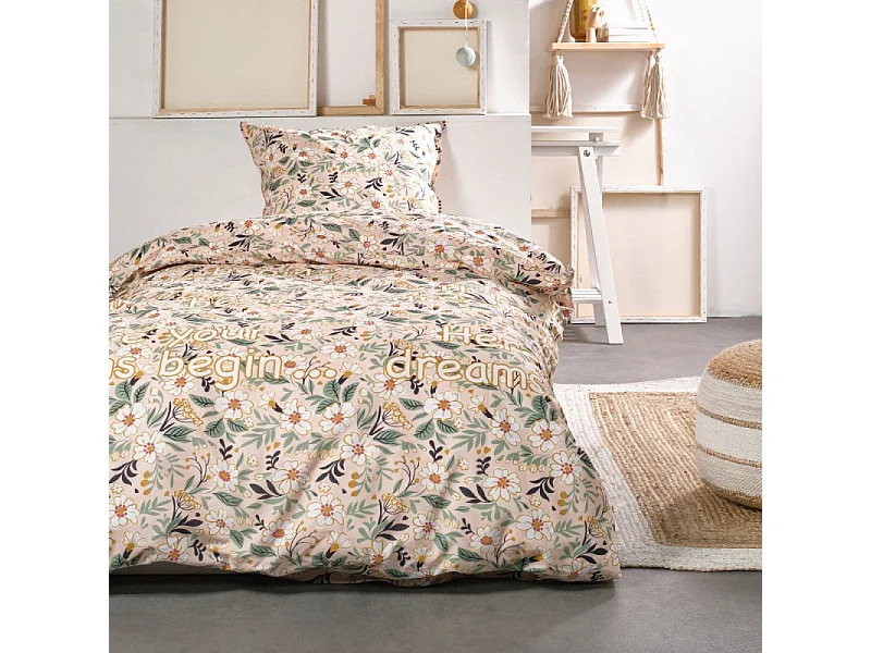 Housse de couette enfant + coussin assorti, 100% coton. M/Rêves 140x200cm