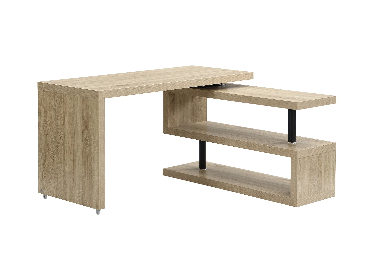 Uitschuifbaar bureau NICEPHORE II - Mdf - Eiken - Draaiend blad 360°