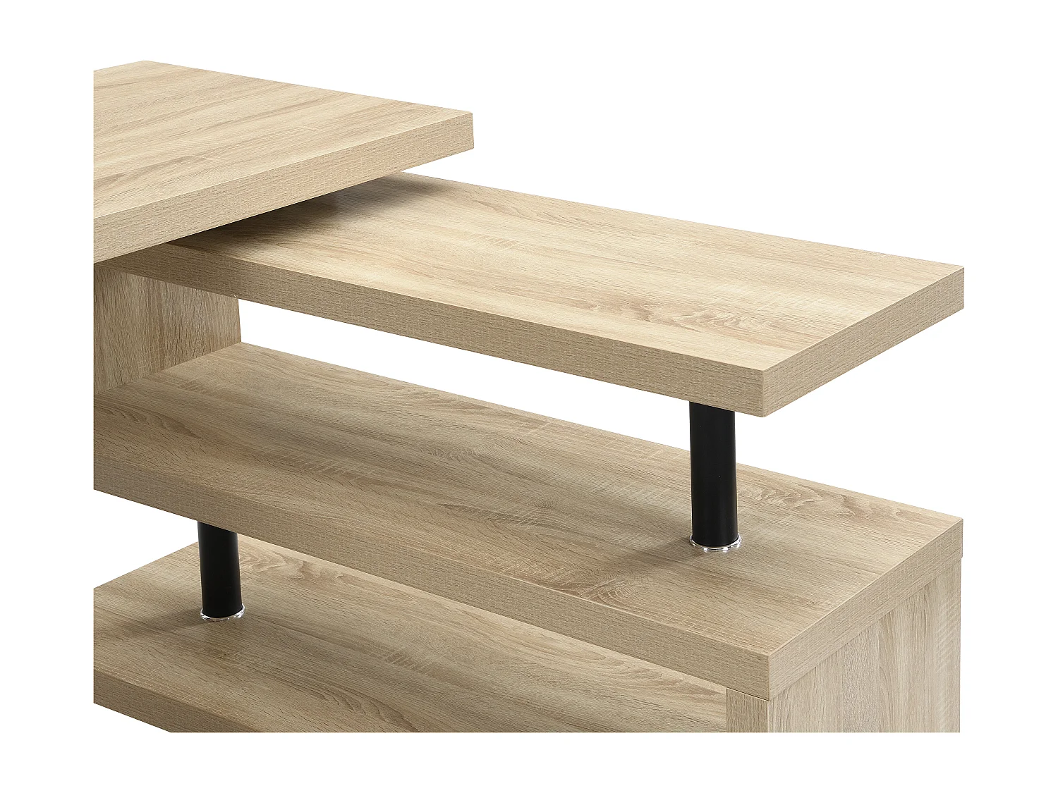 Uttrekkbart skrivebord med 360° svingbart bordplate - MDF - Farge: Naturlig - NICEPHORE III