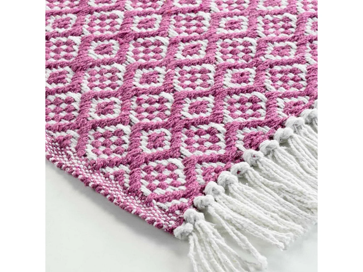 Tapis Tissé à Franges "Pithaya" 50x80cm Rose