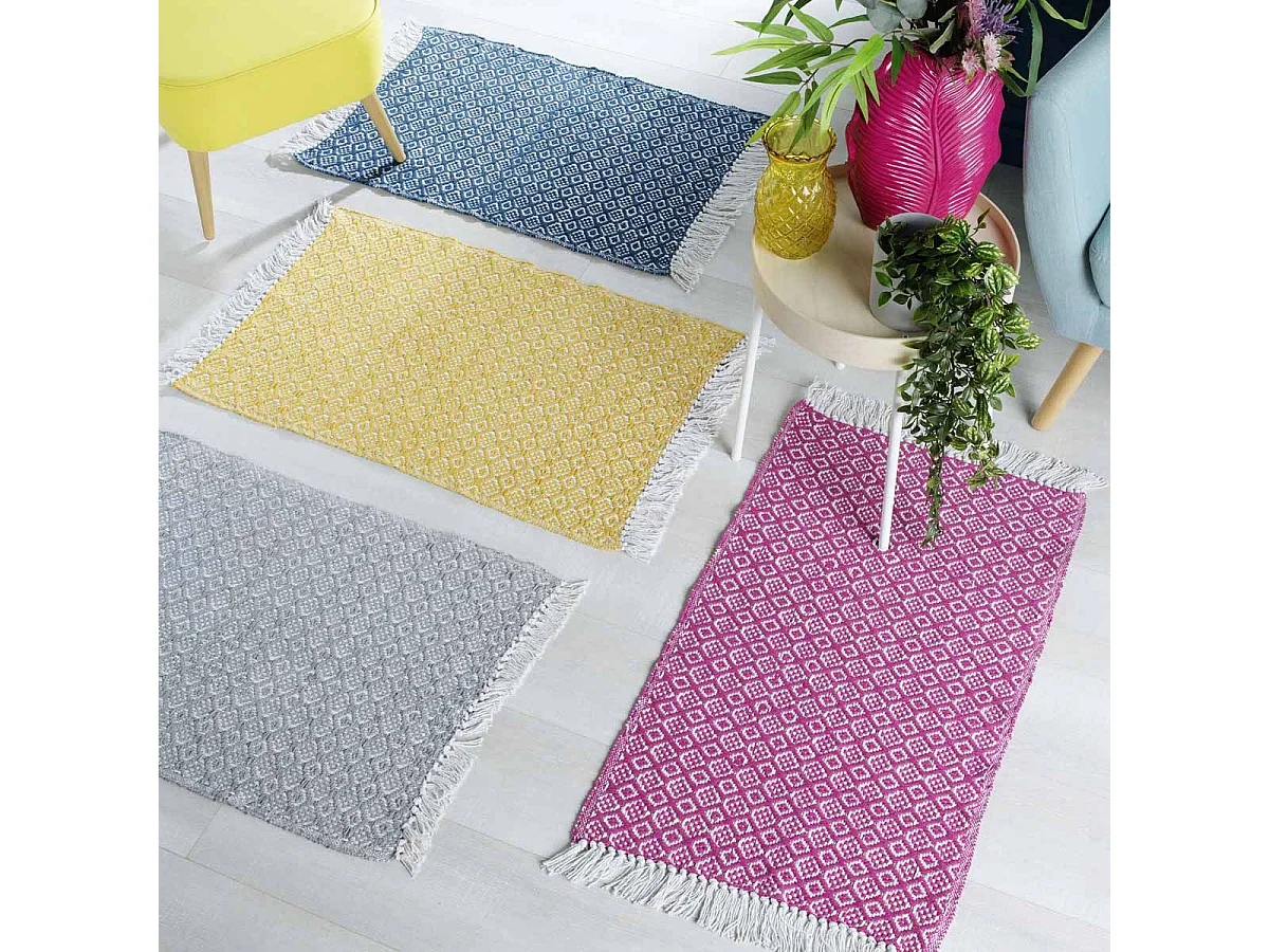 Tapis Tissé à Franges "Pithaya" 50x80cm Rose