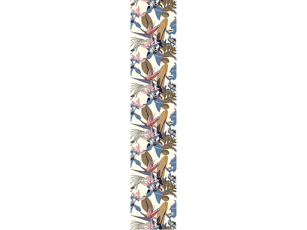 Papier peint intissé pré-encollé - TROPICAL JAUNE FEUILLES DE BANANIER ET FLEURS DE PARADIS - 1 rouleau de 300x60cm