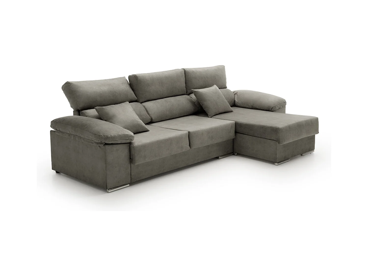 Sofa Chaise Longue Reclinable Beatrice Gris Oscuro Derecha