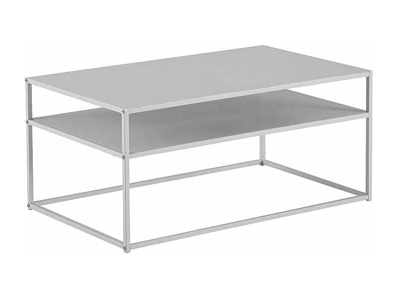 Table Basse Rectangulaire Blanc Métal Argent 100x60x45 cm Table Salon