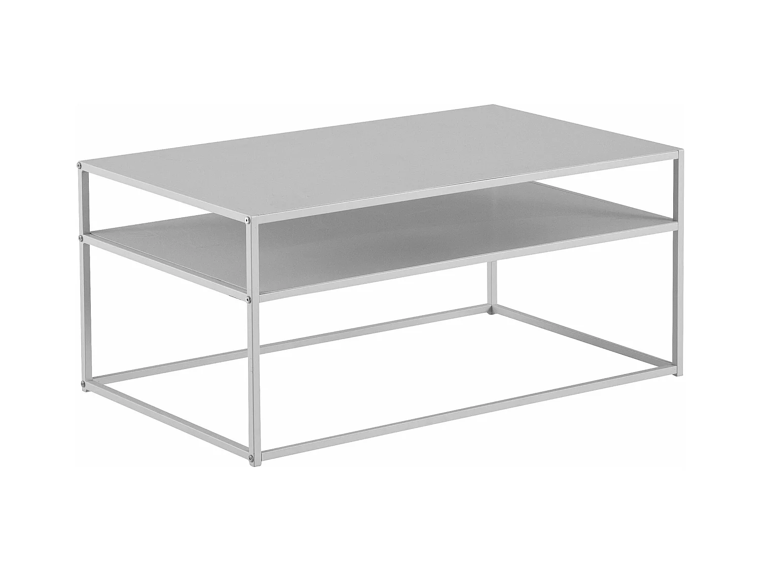 Table Basse Rectangulaire Blanc Métal Argent 100x60x45 cm Table Salon