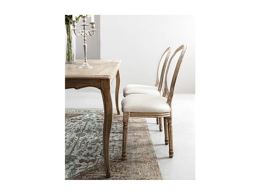 Conjunto de 2 sillas medallón de estilo Luis XVI – Elegancia y prestigio para su interior-Color Rosa empolvado