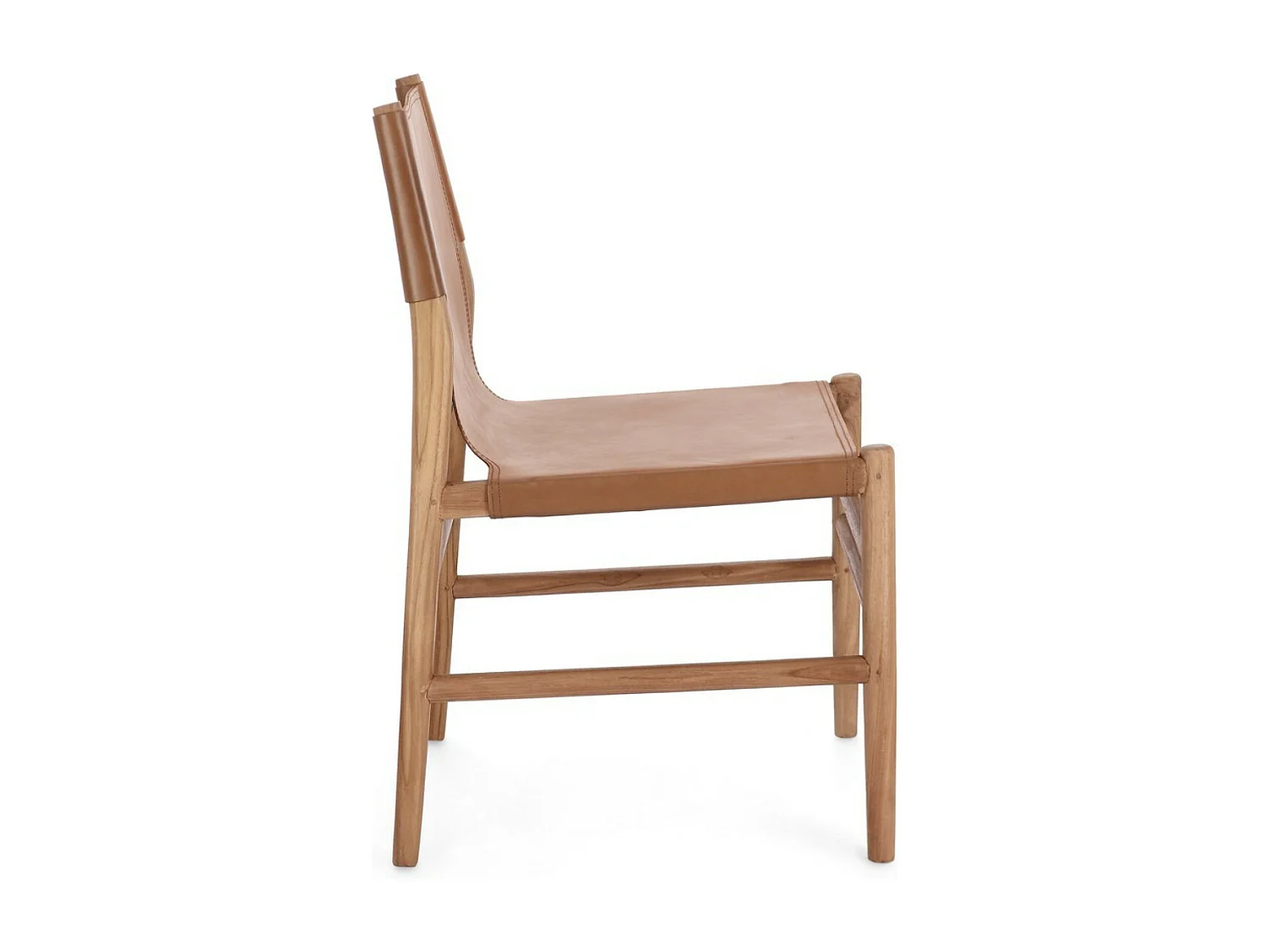 Lot de 2 chaises en bois de Teck et cuir Karole – Modernité et durabilité-Couleur Marron