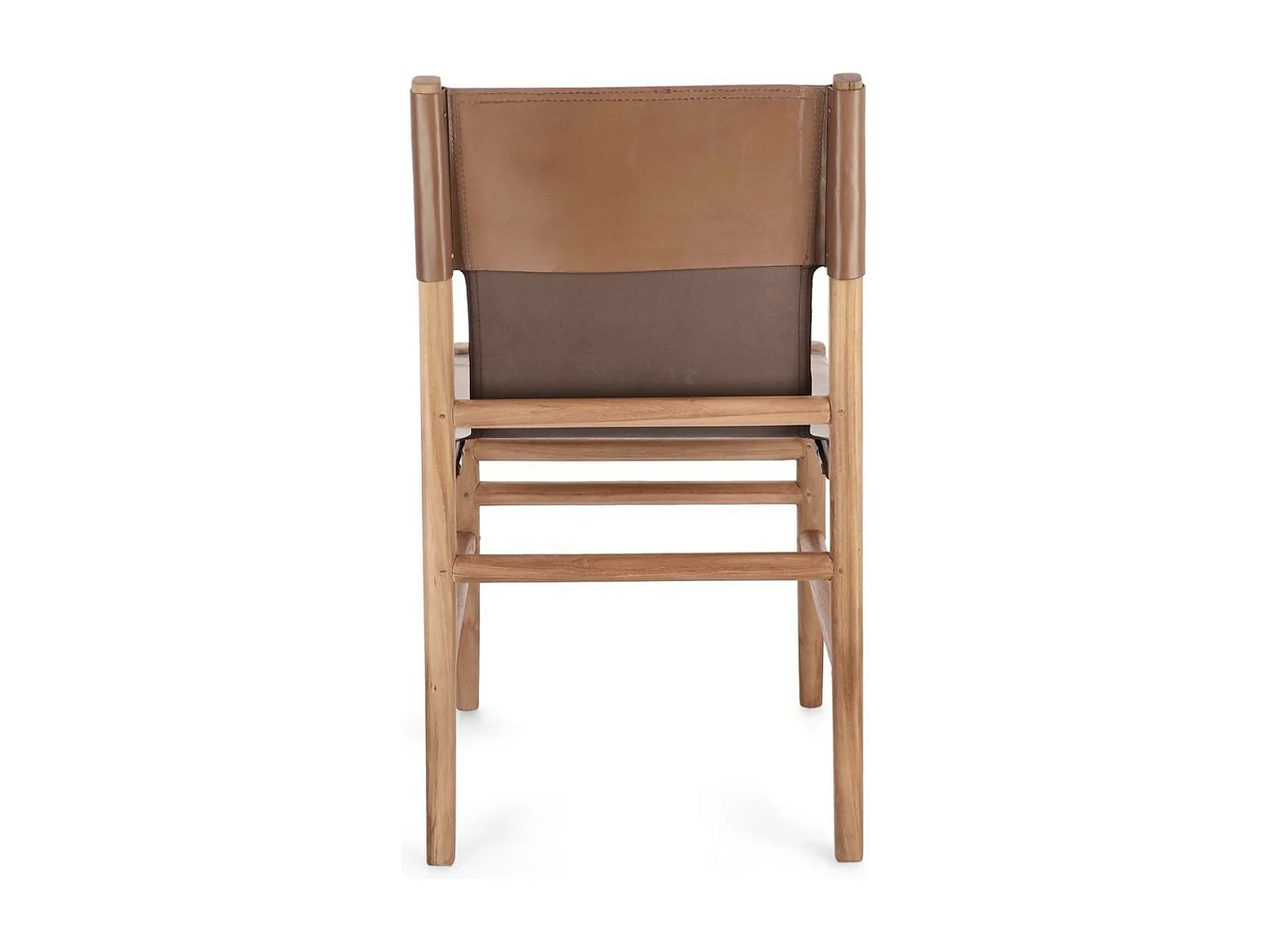 Lot de 2 chaises en bois de Teck et cuir Karole – Modernité et durabilité-Couleur Marron