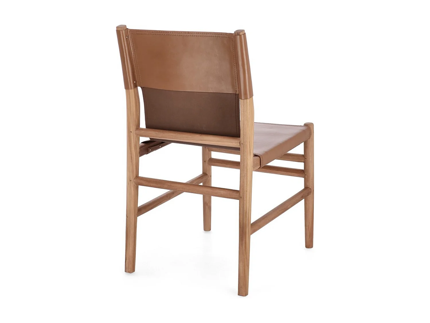 Lot de 2 chaises en bois de Teck et cuir Karole – Modernité et durabilité-Couleur Marron
