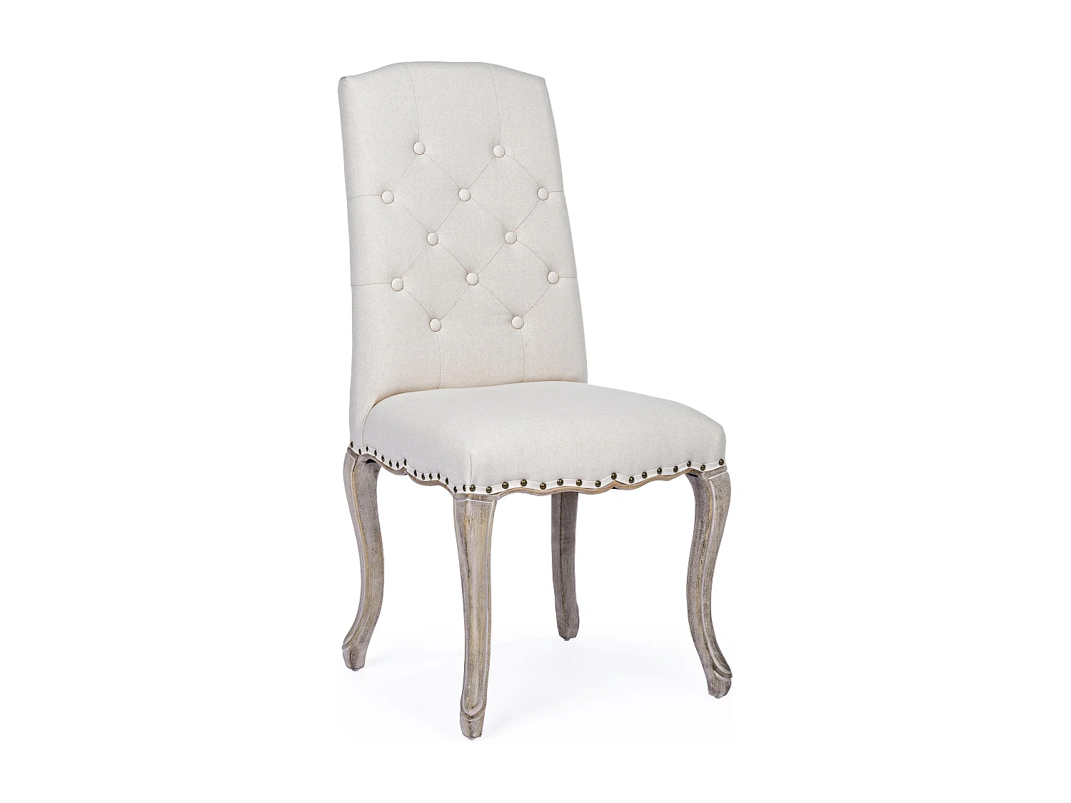 Juego de 2 sillas Dova – Patas de madera de caucho natural y asiento de tela-Color Blanco