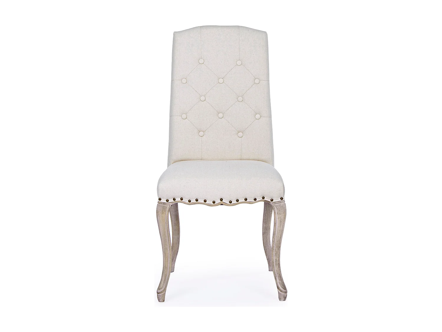 Juego de 2 sillas Dova – Patas de madera de caucho natural y asiento de tela-Color Blanco