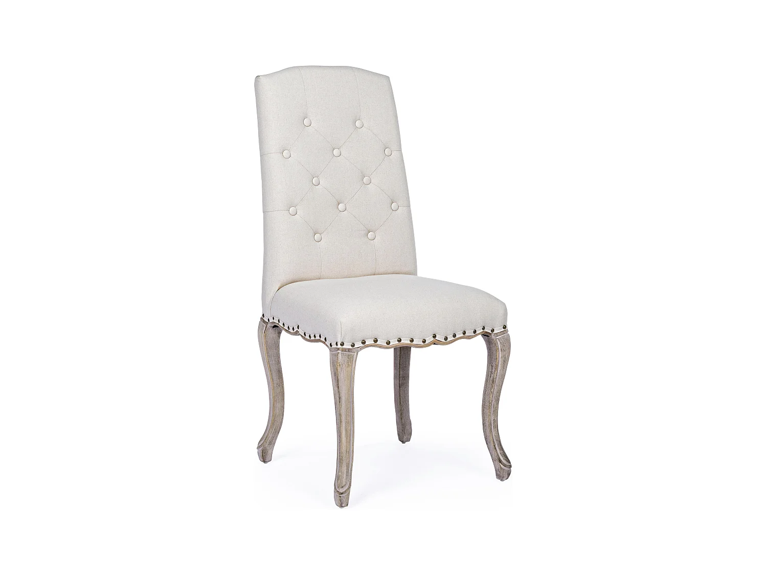 Lot de 2 chaises Dova – Pieds en bois d'Hévéa naturel et assise en tissu-Couleur Blanc