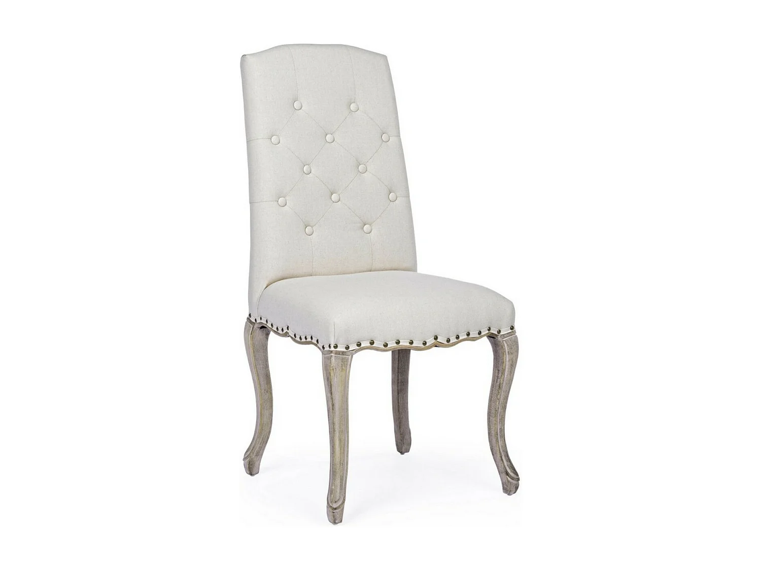 Juego de 2 sillas Dova – Patas de madera de caucho natural y asiento de tela-Color Blanco