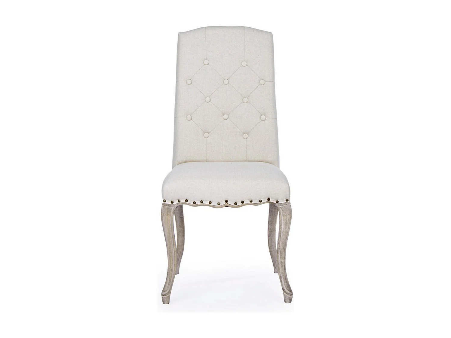 Juego de 2 sillas Dova – Patas de madera de caucho natural y asiento de tela-Color Blanco