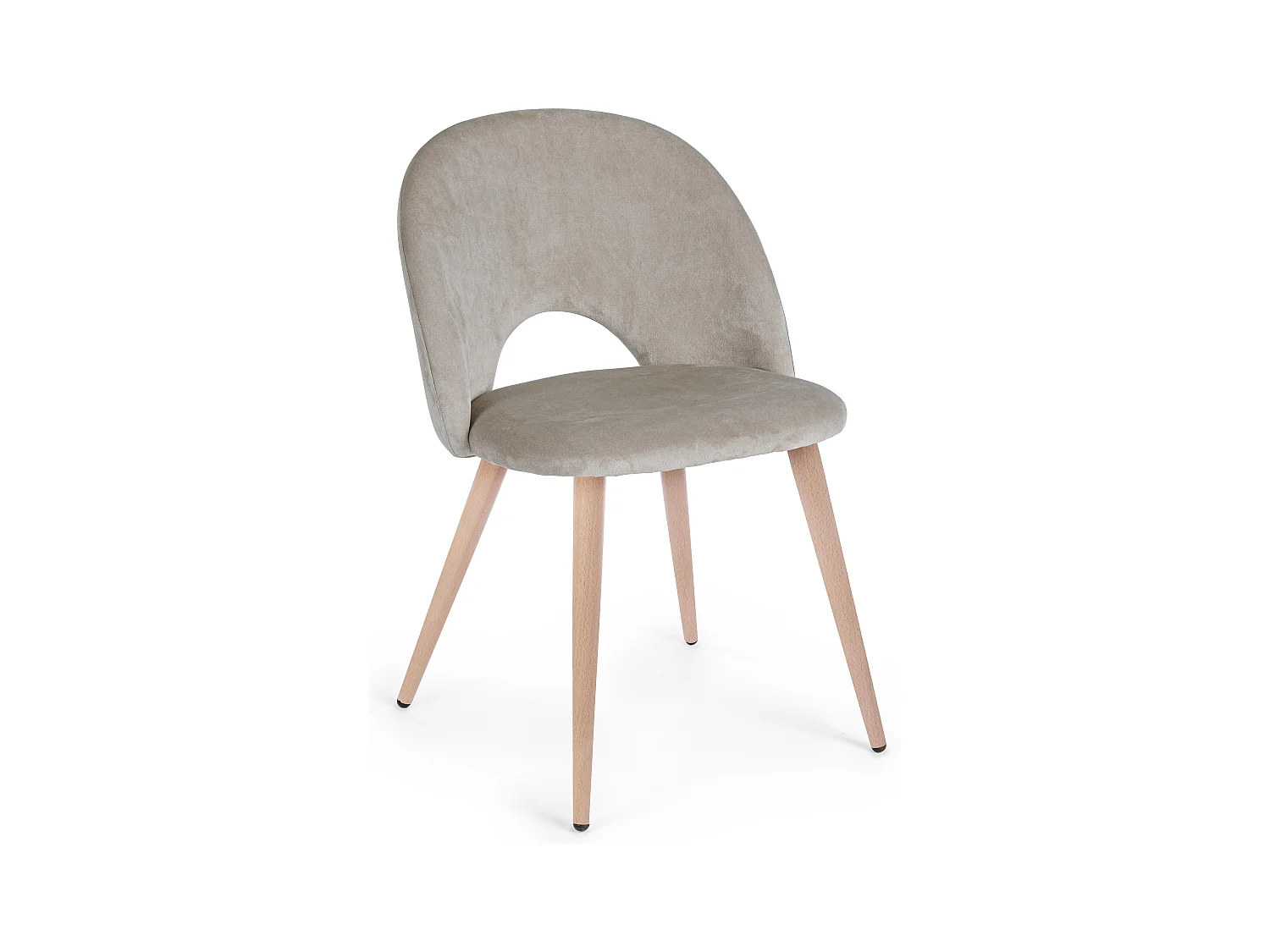 Chaise en velours taupe et pieds en acier Mania - Lot de 4