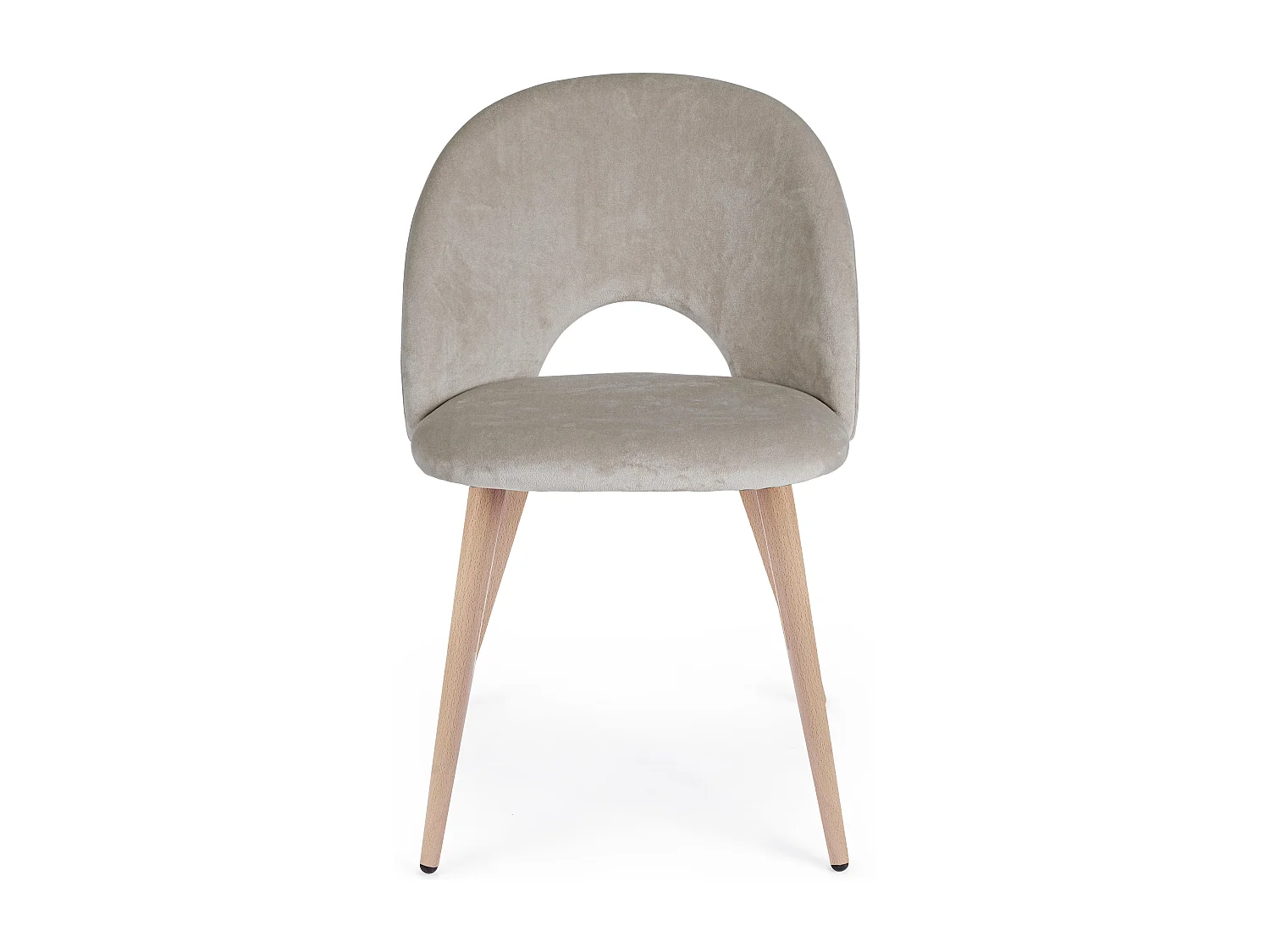 Chaise en velours taupe et pieds en acier Mania - Lot de 4