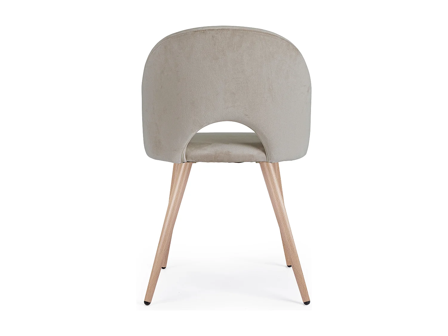 Chaise en velours taupe et pieds en acier Mania - Lot de 4