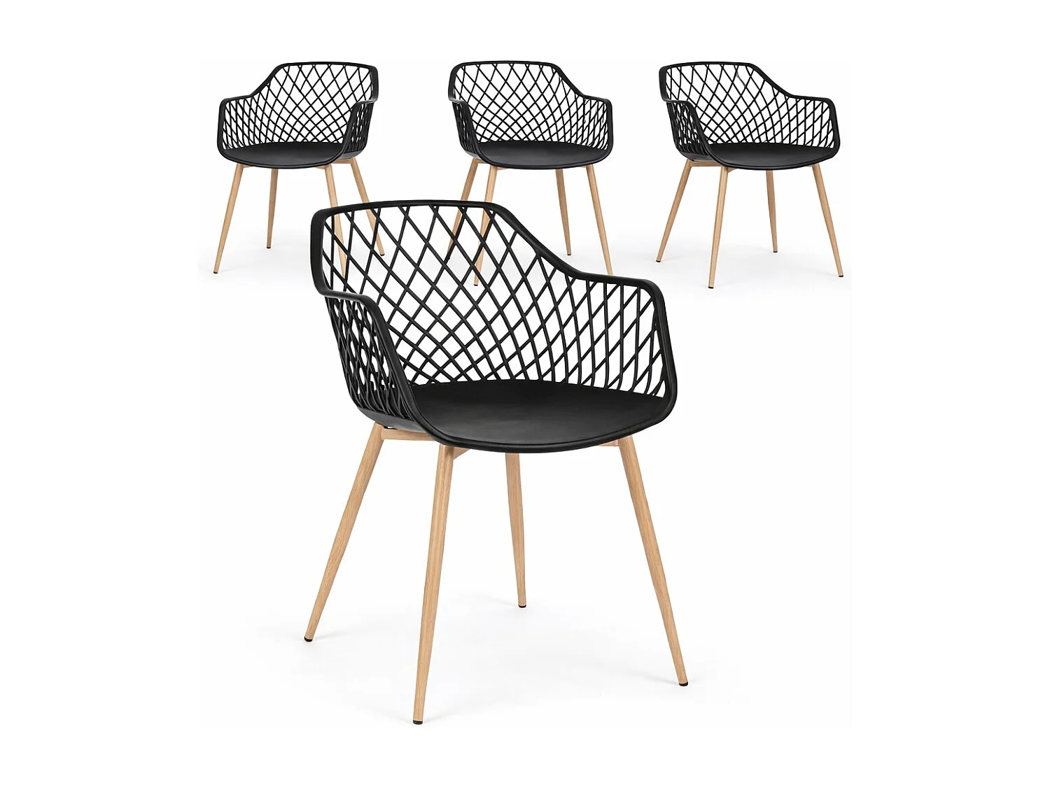 Lot de 4 chaises Optik - Polyvalentes pour intérieur et éxtérieur-Couleur Noir